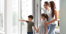 A young family looks at a new home